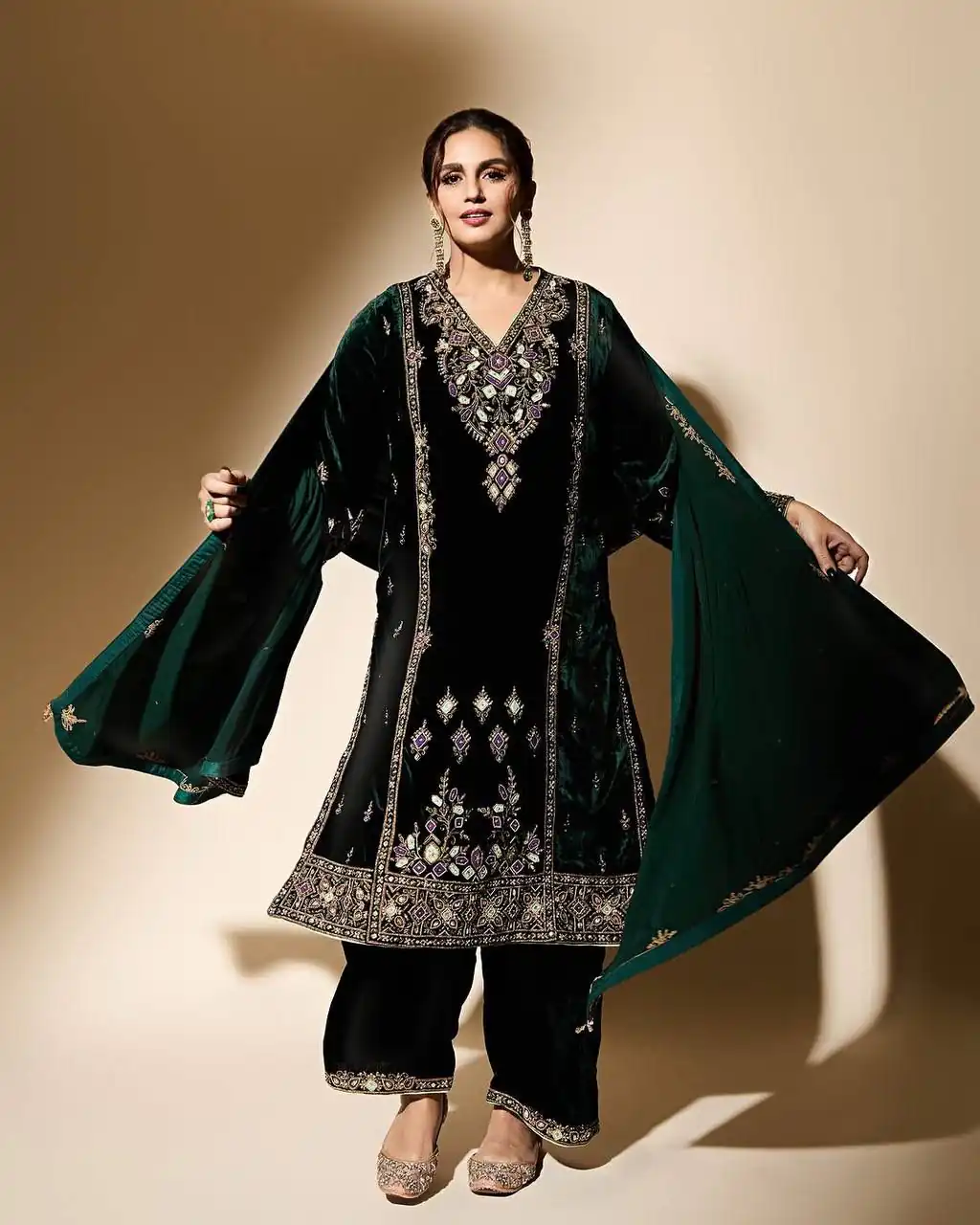 Green Viscose Velvet Embroidery Work Salwar Suit | Jump Suits, Salwar suit, Casual Suits, Creative suits, Designer Suits, Palazzo Suits, Party Wear Suits, Patiala Suits, Straight Suits