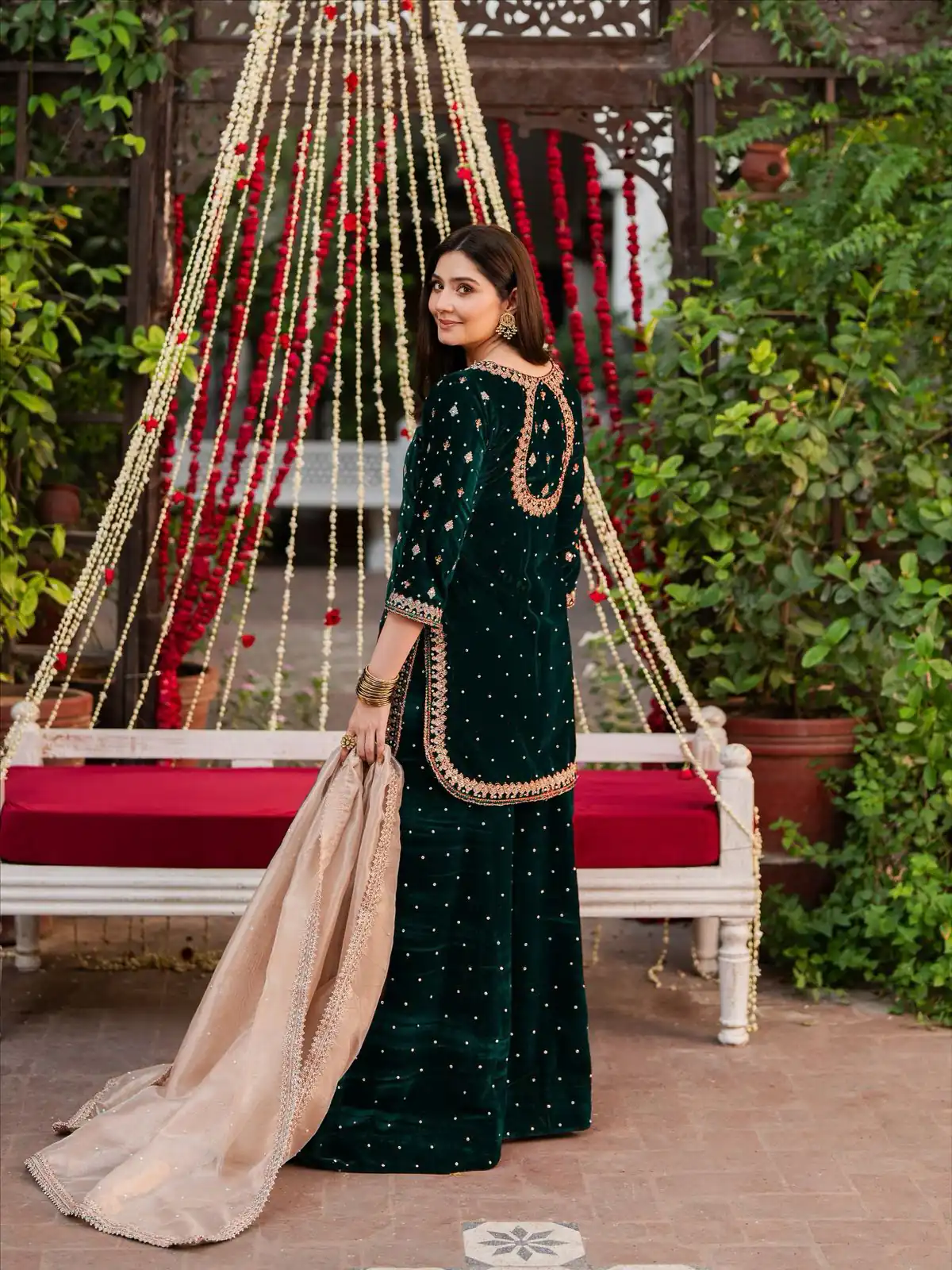 Green Viscose Velvet Thread Sequence Work Salwar Suit | Jump Suits, Tops & Bottoms, Track Suits, Salwar suit, Casual Suits, Creative suits, Designer Suits, Palazzo Suits, Party Wear Suits, Patiala Suits, Straight Suits, Trendy Wear