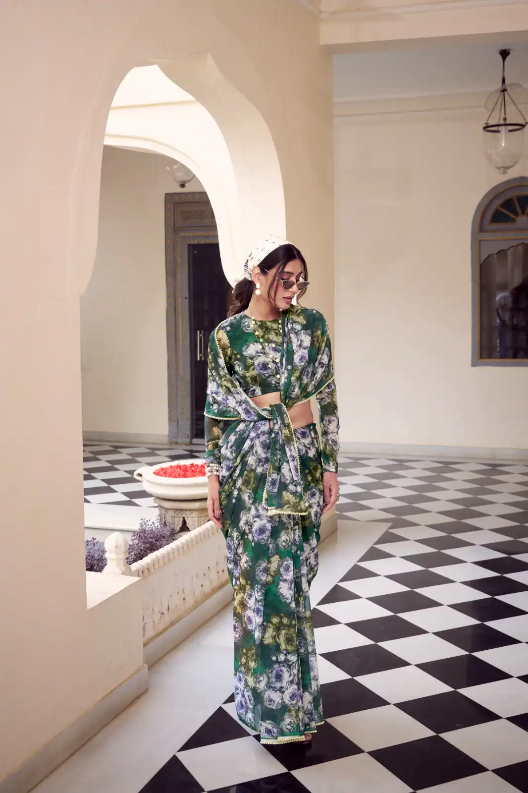 Green Weightless Floral Printed Saree | Sarees, Bollywood Sarees, Creative Sarees, Designer Sarees, Embroidered Sarees, Ethnic Saree, Modern Digital sarees, Party Wear Sarees