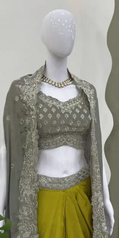 Grey American Crep Sequence Dhoti Suit | Jump Suits, Tops & Bottoms, Track Suits, Salwar suit, Casual Suits, Creative suits, Designer Suits, Palazzo Suits, Party Wear Suits, Patiala Suits, Straight Suits, Trendy Wear