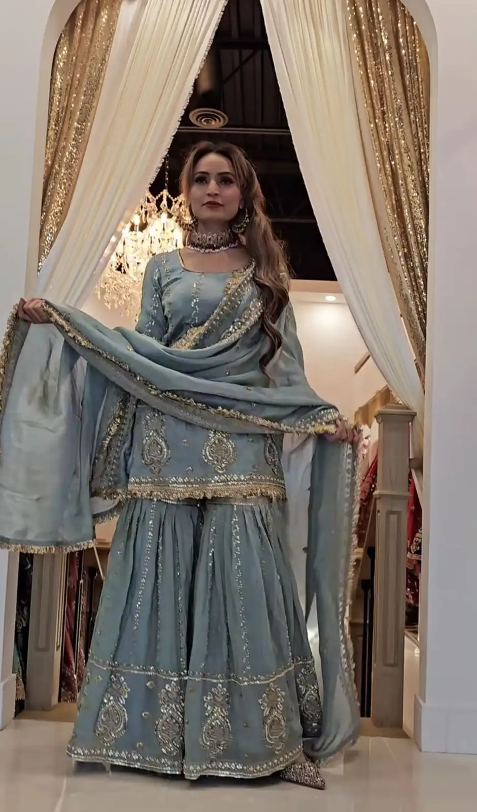 Grey Chinon Silk Embroidery Lace Work Salwar Suit | Jump Suits, Salwar suit, Casual Suits, Creative suits, Designer Suits, Palazzo Suits, Party Wear Suits, Patiala Suits, Straight Suits