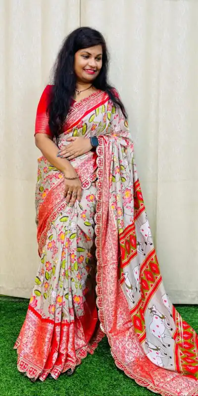 Grey Dola Silk With Zari Weaving Border Saree | Sarees, Bollywood Sarees, Creative Sarees, Designer Sarees, Embroidered Sarees, Ethnic Saree, Modern Digital sarees, Party Wear Sarees