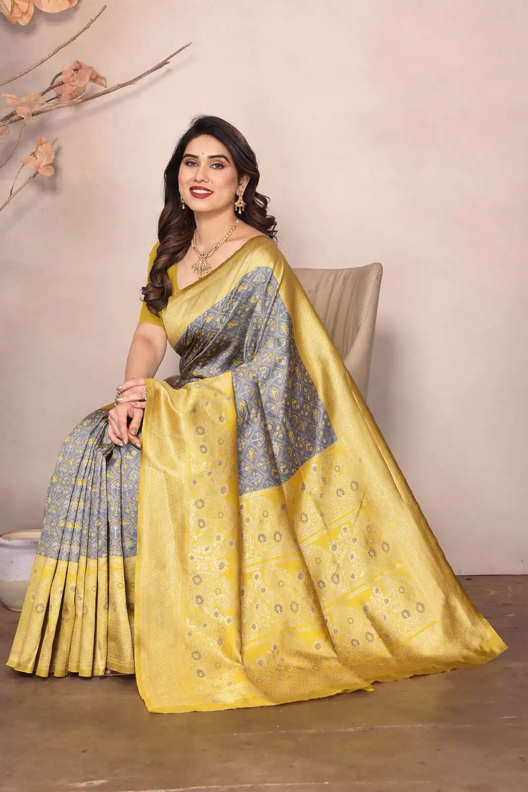 Grey Lichi Silk Jacquard Rich Pallu Saree | Sarees, Bollywood Sarees, Creative Sarees, Designer Sarees, Embroidered Sarees, Ethnic Saree, Modern Digital sarees, Party Wear Sarees