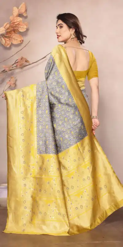 Grey Lichi Silk Jacquard Rich Pallu Saree | Sarees, Bollywood Sarees, Creative Sarees, Designer Sarees, Embroidered Sarees, Ethnic Saree, Modern Digital sarees, Party Wear Sarees