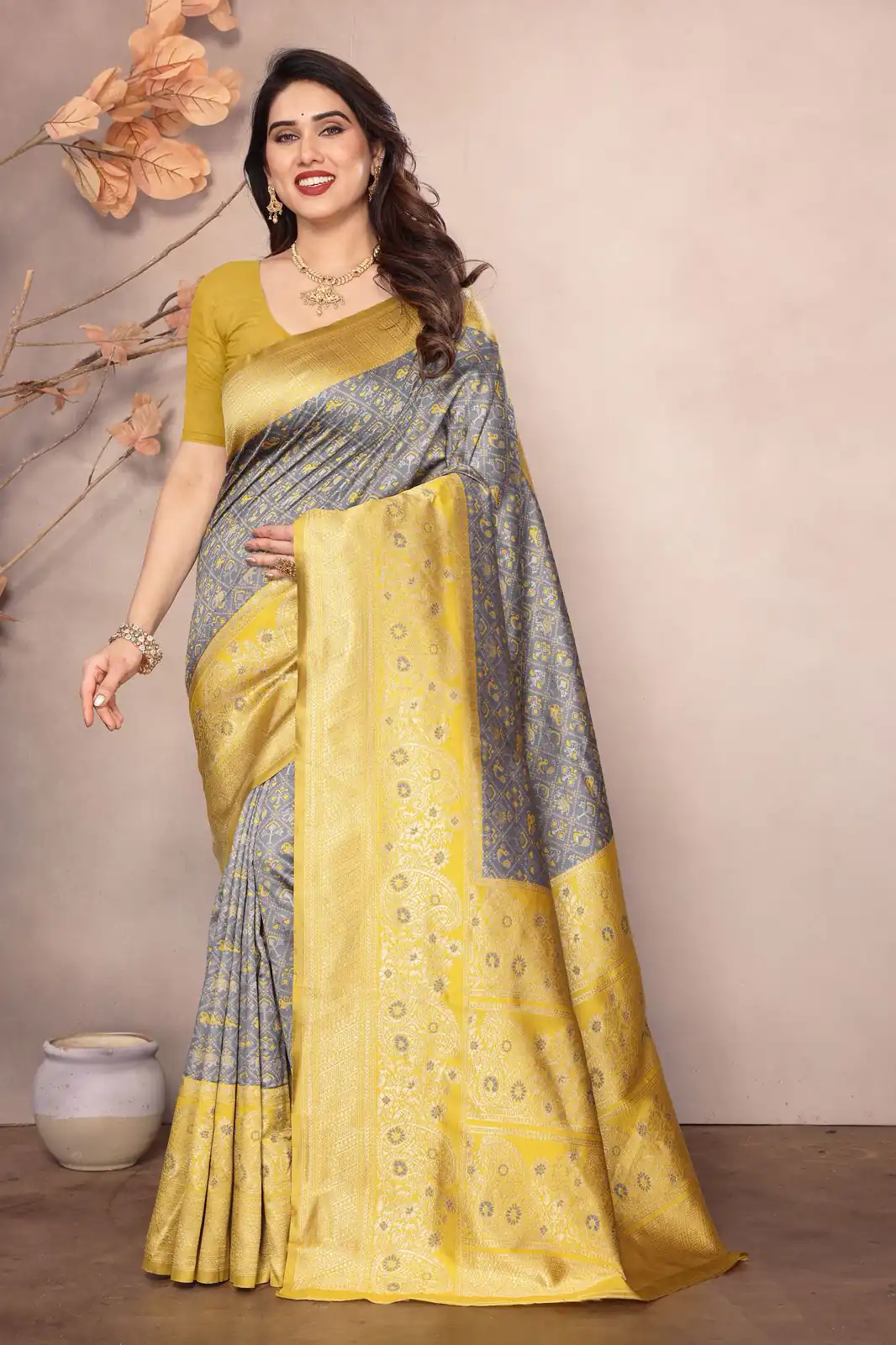 Grey Lichi Silk Jacquard Rich Pallu Saree | Sarees, Bollywood Sarees, Creative Sarees, Designer Sarees, Embroidered Sarees, Ethnic Saree, Modern Digital sarees, Party Wear Sarees