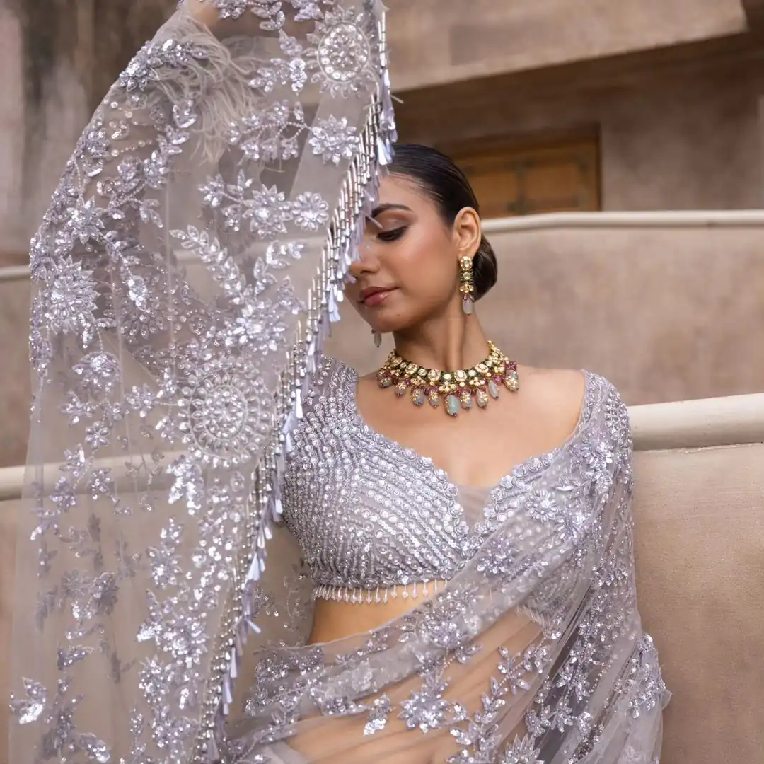 Grey Mono Net Sequins Embroidery Saree | Sarees, Bollywood Sarees, Creative Sarees, Designer Sarees, Embroidered Sarees, Ethnic Saree, Modern Digital sarees, Party Wear Sarees
