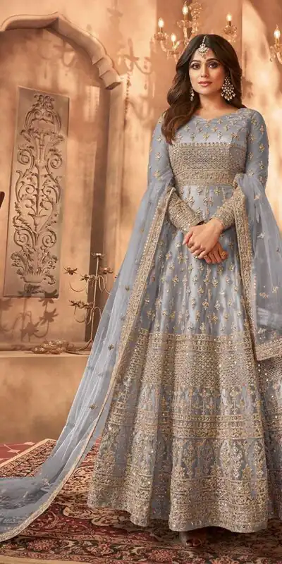 Grey Net Sequence Work Salwar Suit | Jump Suits, Salwar suit, Casual Suits, Creative suits, Designer Suits, Palazzo Suits, Party Wear Suits, Patiala Suits, Straight Suits