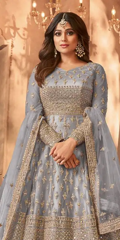 Grey Net Sequence Work Salwar Suit | Jump Suits, Salwar suit, Casual Suits, Creative suits, Designer Suits, Palazzo Suits, Party Wear Suits, Patiala Suits, Straight Suits