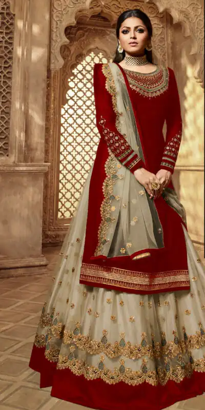Grey Satin Georgette Stone Work Salwar Suit | Jump Suits, Salwar suit, Casual Suits, Creative suits, Designer Suits, Palazzo Suits, Party Wear Suits, Patiala Suits, Straight Suits