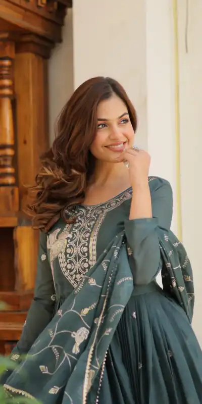 Grey Star Georgette Sequence Embroidery Work Anarkali Gown | Gowns, Bollywood Gowns, Creative Gowns, Designer Gowns, Embroidered Gowns, Party Wear Gowns, Straight Suits