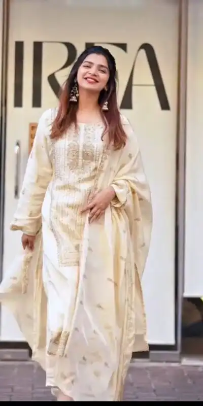 Half White Georgette With Embroidery Work Salwar Suit | Jump Suits, Salwar suit, Casual Suits, Creative suits, Designer Suits, Palazzo Suits, Party Wear Suits, Patiala Suits, Straight Suits