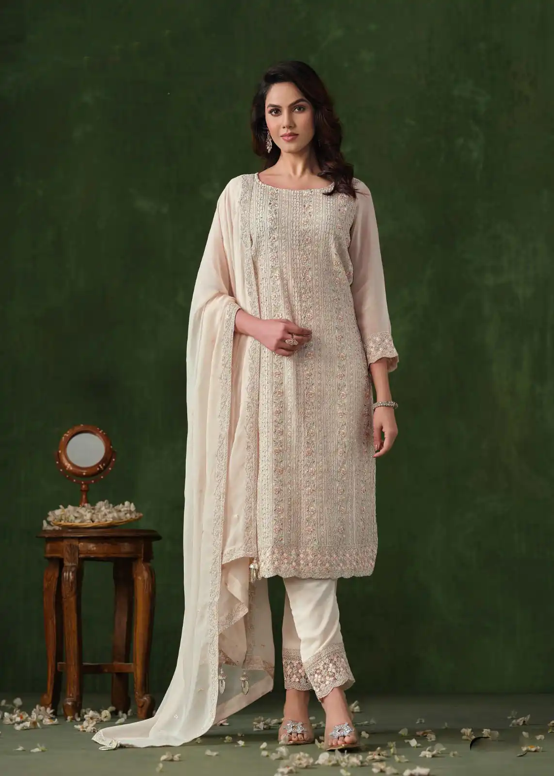 Half White Rangoli Coding Sequence Work Salwar Suit | Jump Suits, Salwar suit, Casual Suits, Creative suits, Designer Suits, Palazzo Suits, Party Wear Suits, Patiala Suits, Straight Suits