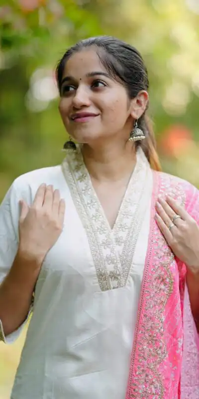 Half White Roman Silk With Pink Dupatta Coding Work Salwar Suit | Jump Suits, Salwar suit, Casual Suits, Creative suits, Designer Suits, Palazzo Suits, Party Wear Suits, Patiala Suits, Straight Suits