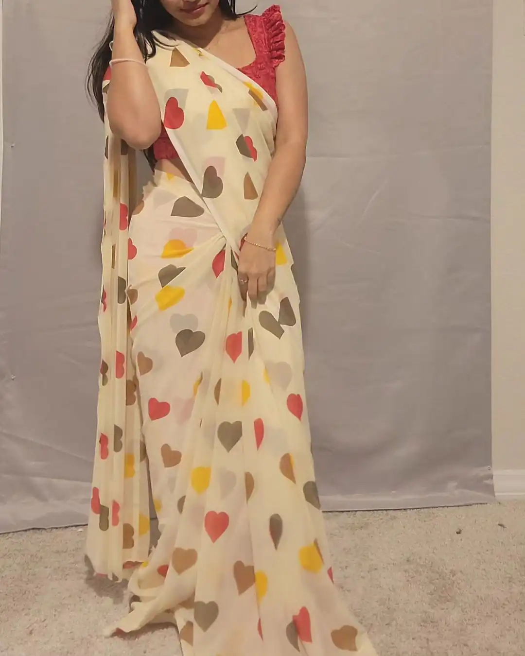 Half White Soft Georgette Silk Digital Print Heart Design Saree | Sarees, Bollywood Sarees, Creative Sarees, Designer Sarees, Embroidered Sarees, Ethnic Saree, Modern Digital sarees, Party Wear Sarees