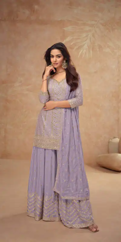 Lavender Chinon Sequence Work Salwar Suit | Jump Suits, Salwar suit, Casual Suits, Creative suits, Designer Suits, Palazzo Suits, Party Wear Suits, Patiala Suits, Straight Suits