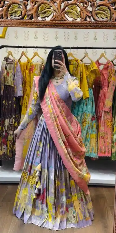 Lavender Cotton Kalamkari Print Lehenga Choli | Lehenga, Bollywood Lehenga, Creative Lehenga, Designer Lehenga, Embroidered Lehenga, Party Wear Lehenga