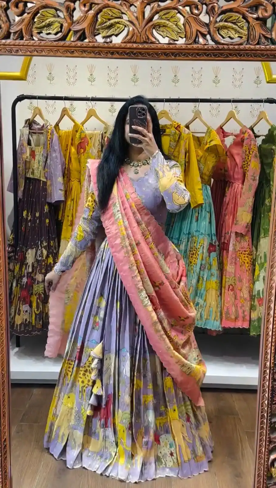 Lavender Cotton Kalamkari Print Lehenga Choli | Lehenga, Bollywood Lehenga, Creative Lehenga, Designer Lehenga, Embroidered Lehenga, Party Wear Lehenga