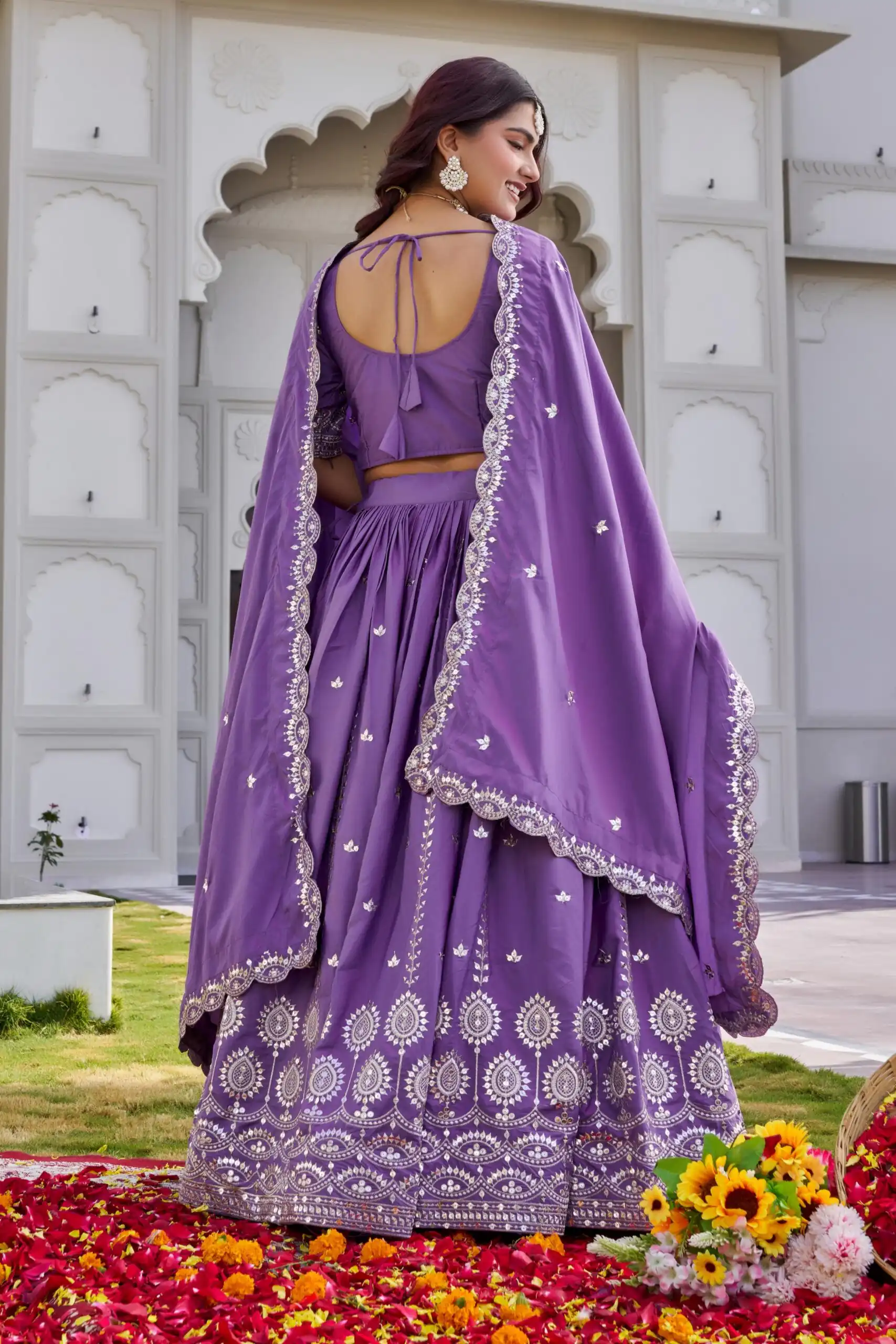 Lavender Crap Silk Embroidery Work Lehenga Choli | Lehenga, Bollywood Lehenga, Creative Lehenga, Designer Lehenga, Embroidered Lehenga, Party Wear Lehenga