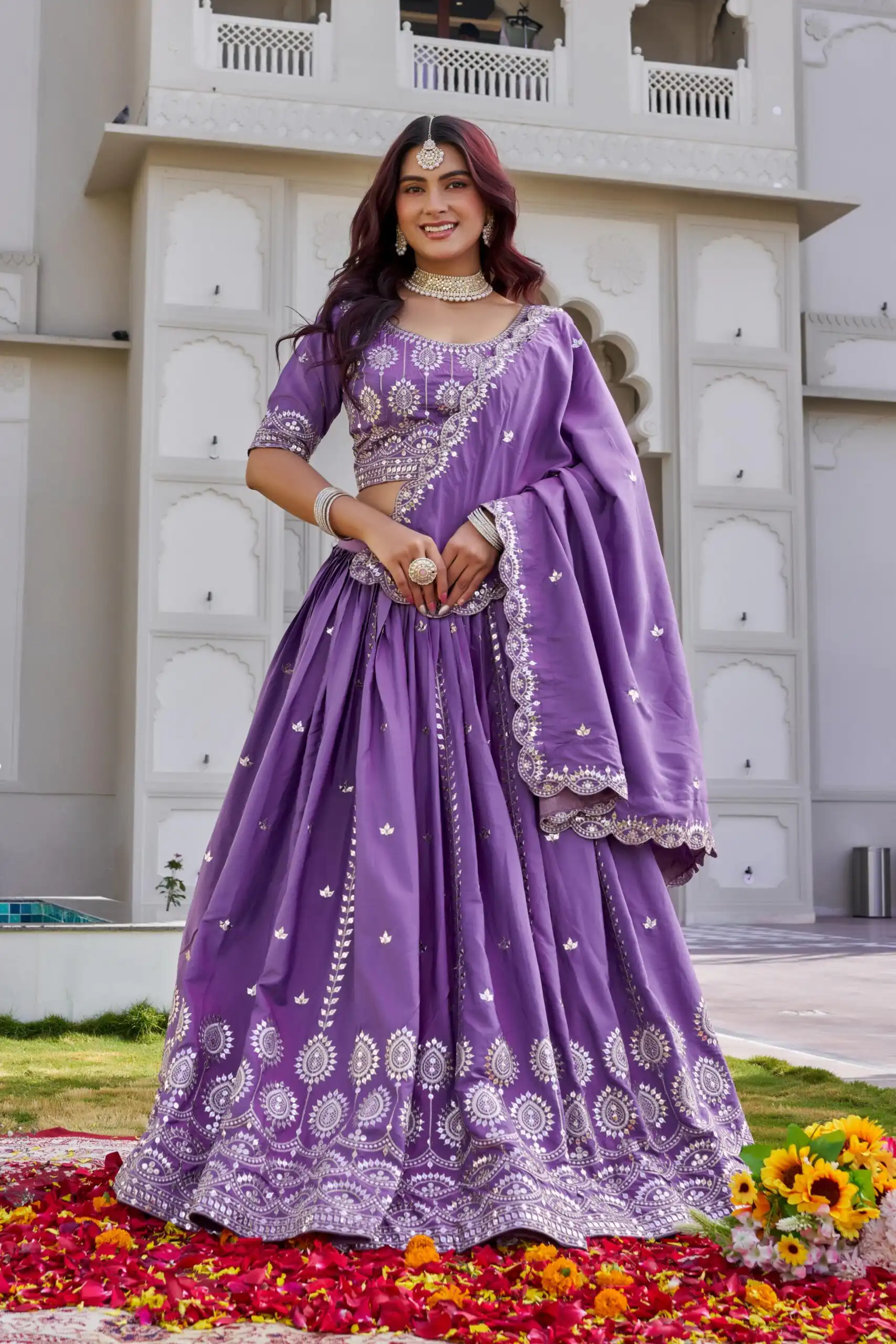Lavender Crap Silk Embroidery Work Lehenga Choli | Lehenga, Bollywood Lehenga, Creative Lehenga, Designer Lehenga, Embroidered Lehenga, Party Wear Lehenga