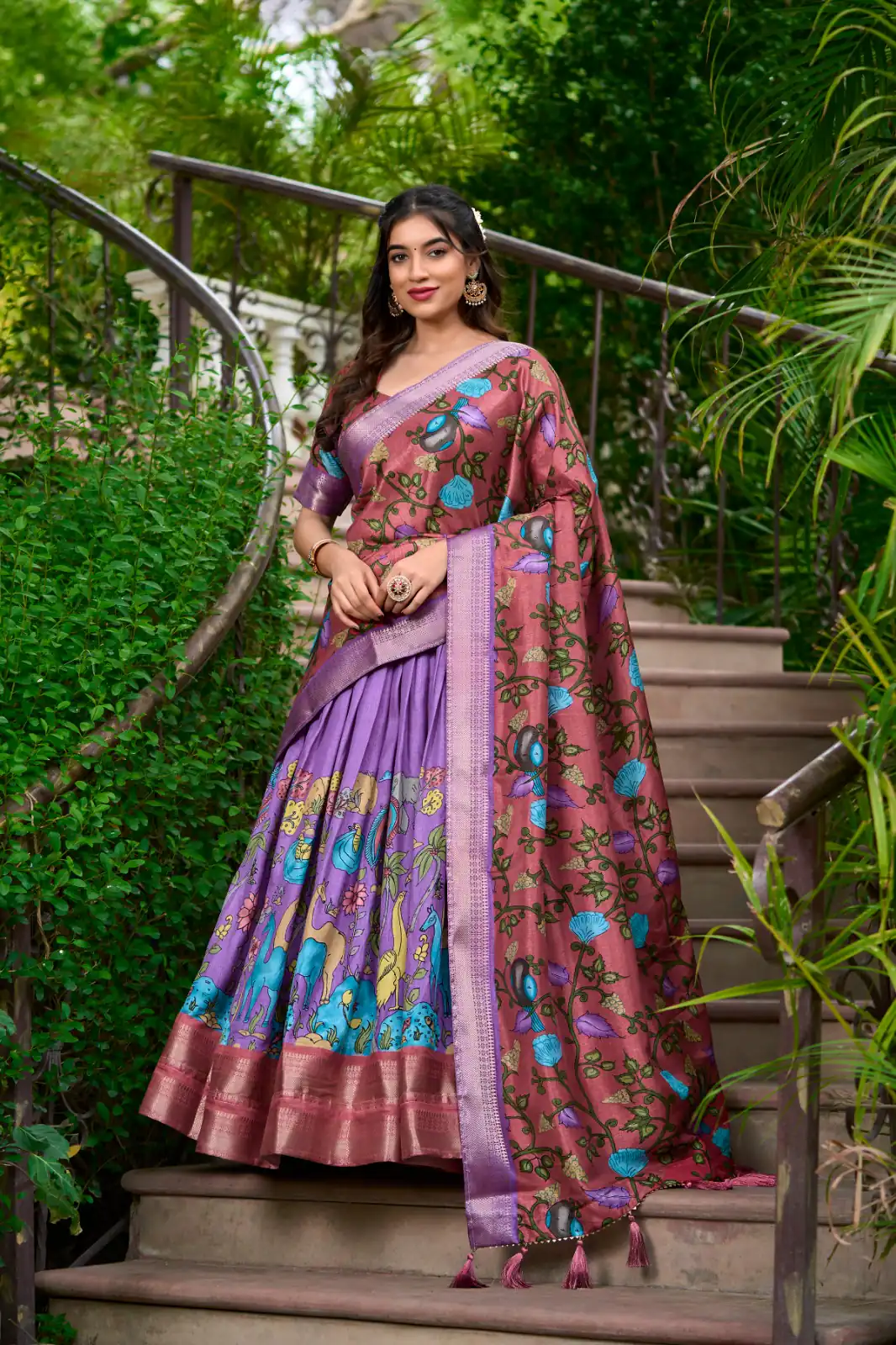 Lavender Dola Silk Kalamkari Print Zari Lehenga Choli | Lehenga, Bollywood Lehenga, Creative Lehenga, Designer Lehenga, Embroidered Lehenga, Party Wear Lehenga