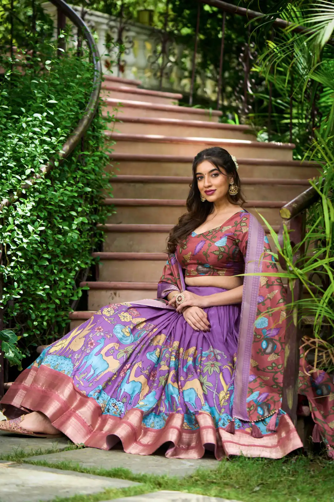 Lavender Dola Silk Kalamkari Print Zari Lehenga Choli | Lehenga, Bollywood Lehenga, Creative Lehenga, Designer Lehenga, Embroidered Lehenga, Party Wear Lehenga