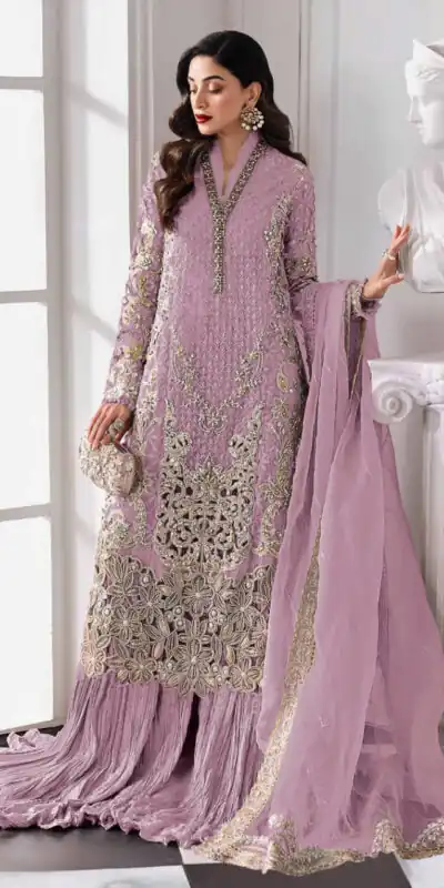 Lavender Georgette Sequence Khatli Work Salwar Suit | Jump Suits, Salwar suit, Casual Suits, Creative suits, Designer Suits, Palazzo Suits, Party Wear Suits, Patiala Suits, Straight Suits