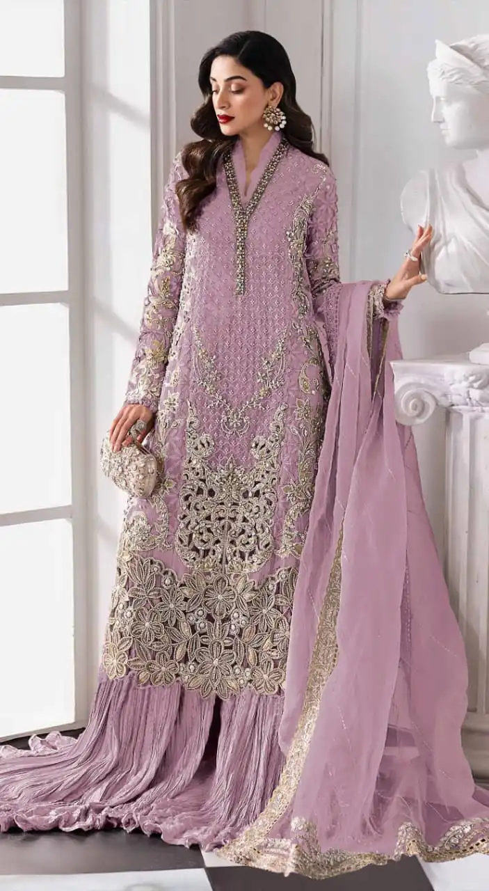 Lavender Georgette Sequence Khatli Work Salwar Suit | Jump Suits, Salwar suit, Casual Suits, Creative suits, Designer Suits, Palazzo Suits, Party Wear Suits, Patiala Suits, Straight Suits