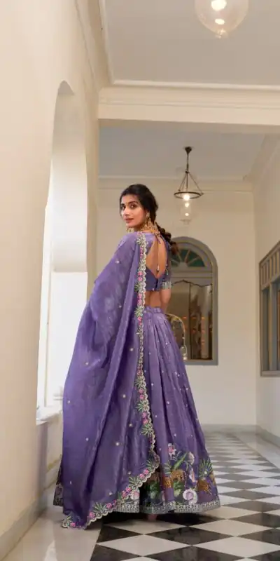 Lavender Gold Crush Sequins Embroidery Work Lehenga Choli | Lehenga, Bollywood Lehenga, Creative Lehenga, Designer Lehenga, Embroidered Lehenga, Party Wear Lehenga