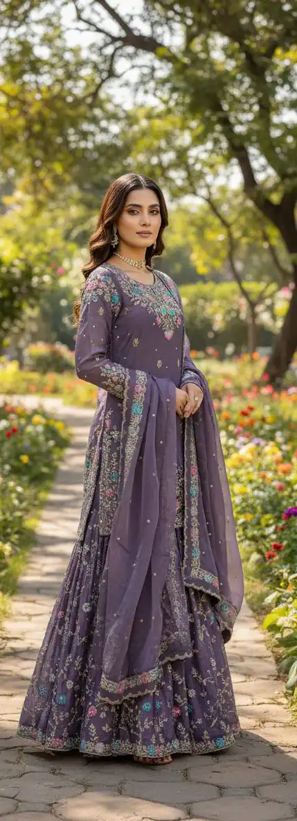 Lavender Organza Silk Sequence Moti Work Salwar Suit | Jump Suits, Salwar suit, Casual Suits, Creative suits, Designer Suits, Palazzo Suits, Party Wear Suits, Patiala Suits, Straight Suits