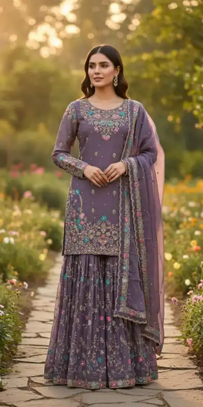 Lavender Organza Silk Sequence Moti Work Salwar Suit | Jump Suits, Salwar suit, Casual Suits, Creative suits, Designer Suits, Palazzo Suits, Party Wear Suits, Patiala Suits, Straight Suits