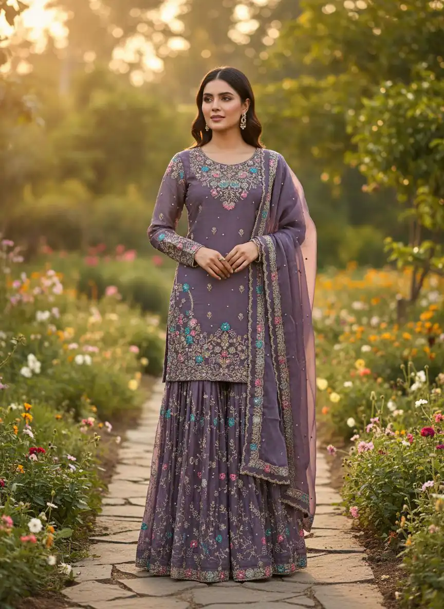 Lavender Organza Silk Sequence Moti Work Salwar Suit | Jump Suits, Salwar suit, Casual Suits, Creative suits, Designer Suits, Palazzo Suits, Party Wear Suits, Patiala Suits, Straight Suits