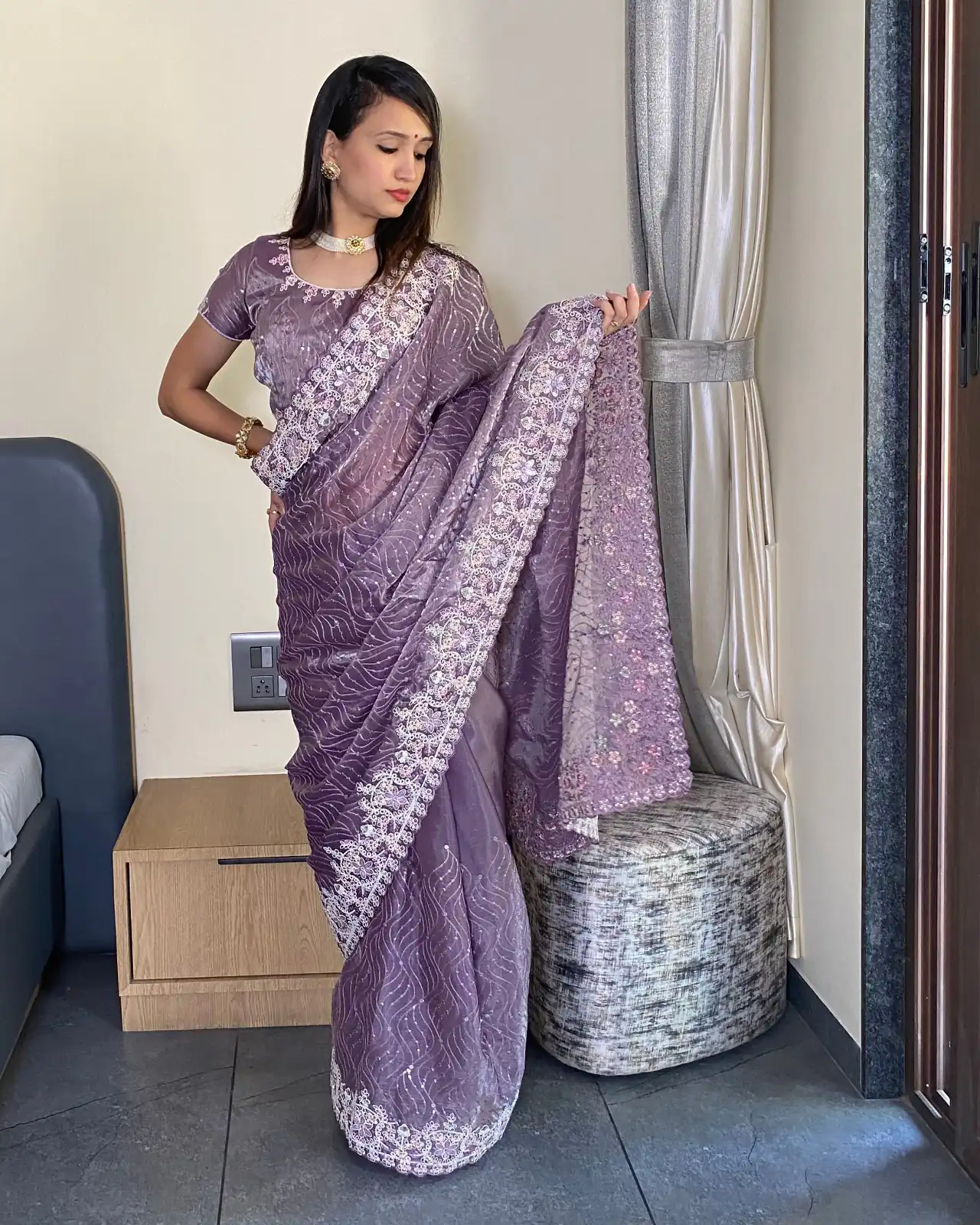 Lavender Premium Barbari Silk Zari Work Saree | Sarees, Bollywood Sarees, Creative Sarees, Designer Sarees, Embroidered Sarees, Ethnic Saree, Modern Digital sarees, Party Wear Sarees