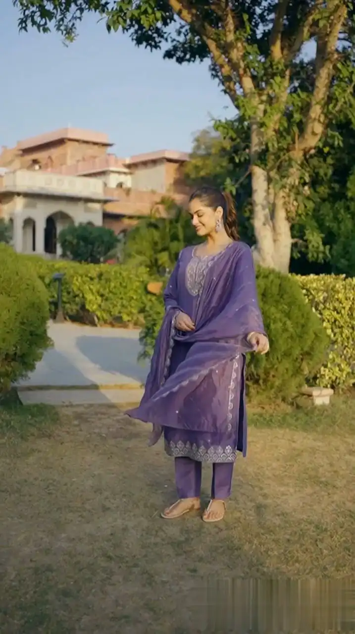 Lavender Pure Chinon Embroidery Salwar Suit | Jump Suits, Tops & Bottoms, Track Suits, Salwar suit, Casual Suits, Creative suits, Designer Suits, Palazzo Suits, Party Wear Suits, Patiala Suits, Straight Suits, Trendy Wear