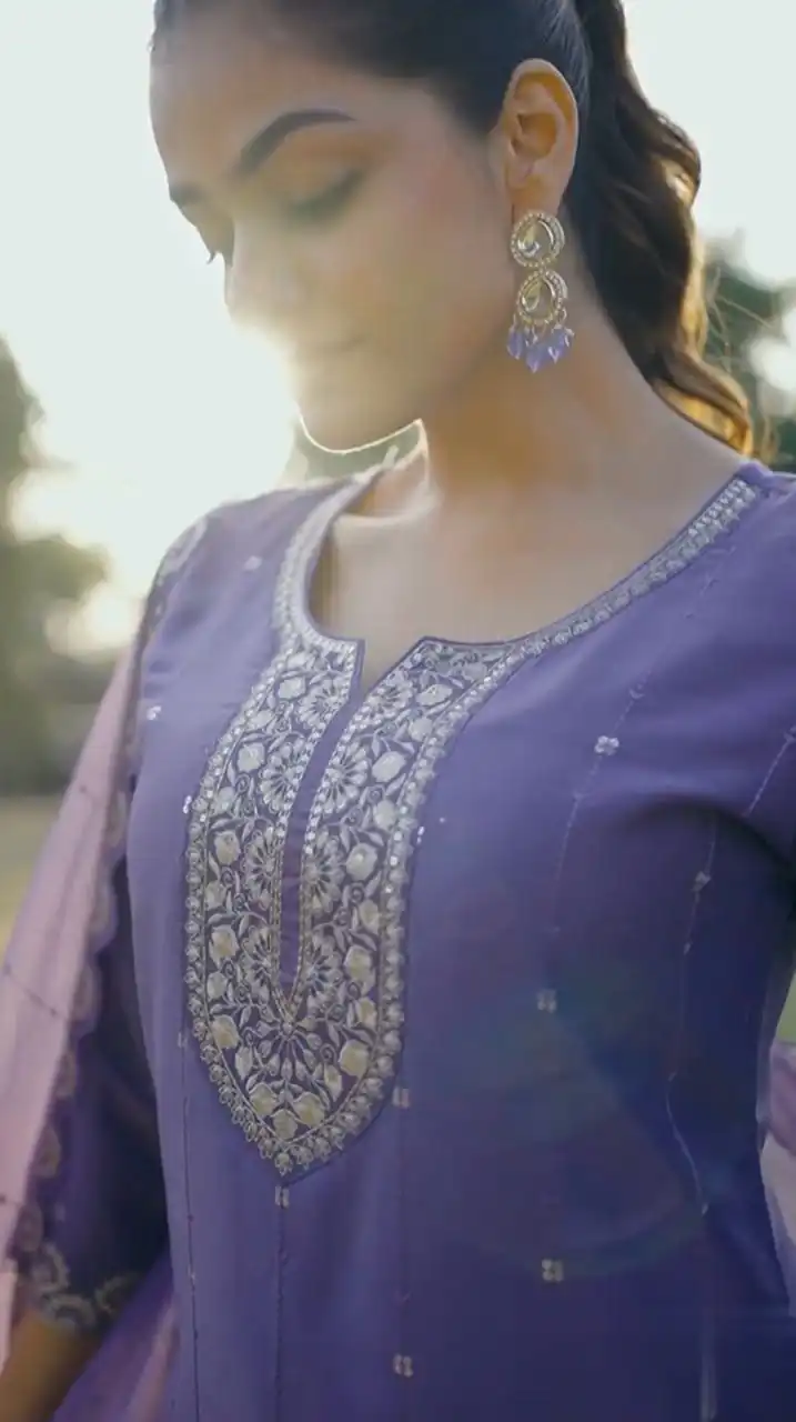 Lavender Pure Chinon Embroidery Salwar Suit | Jump Suits, Tops & Bottoms, Track Suits, Salwar suit, Casual Suits, Creative suits, Designer Suits, Palazzo Suits, Party Wear Suits, Patiala Suits, Straight Suits, Trendy Wear