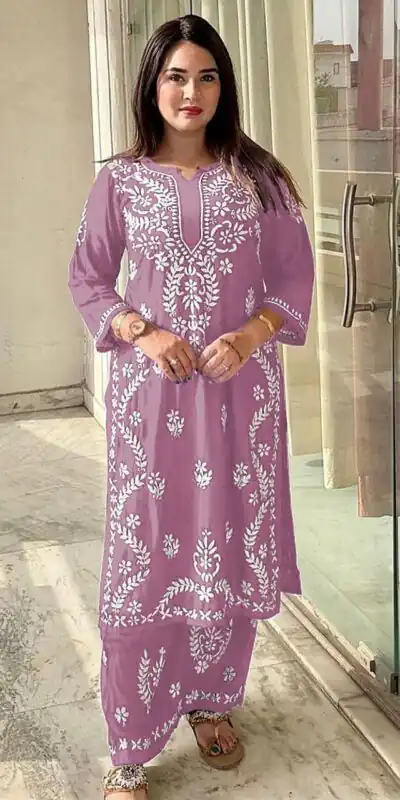 Lavender Rayon Wid Lakhnavi  Style Work Kurti | Kurti, Bollywood Kurti, Creative Kurtis, Designer Kurti, Party Wear Kurti, Selfie Kurti