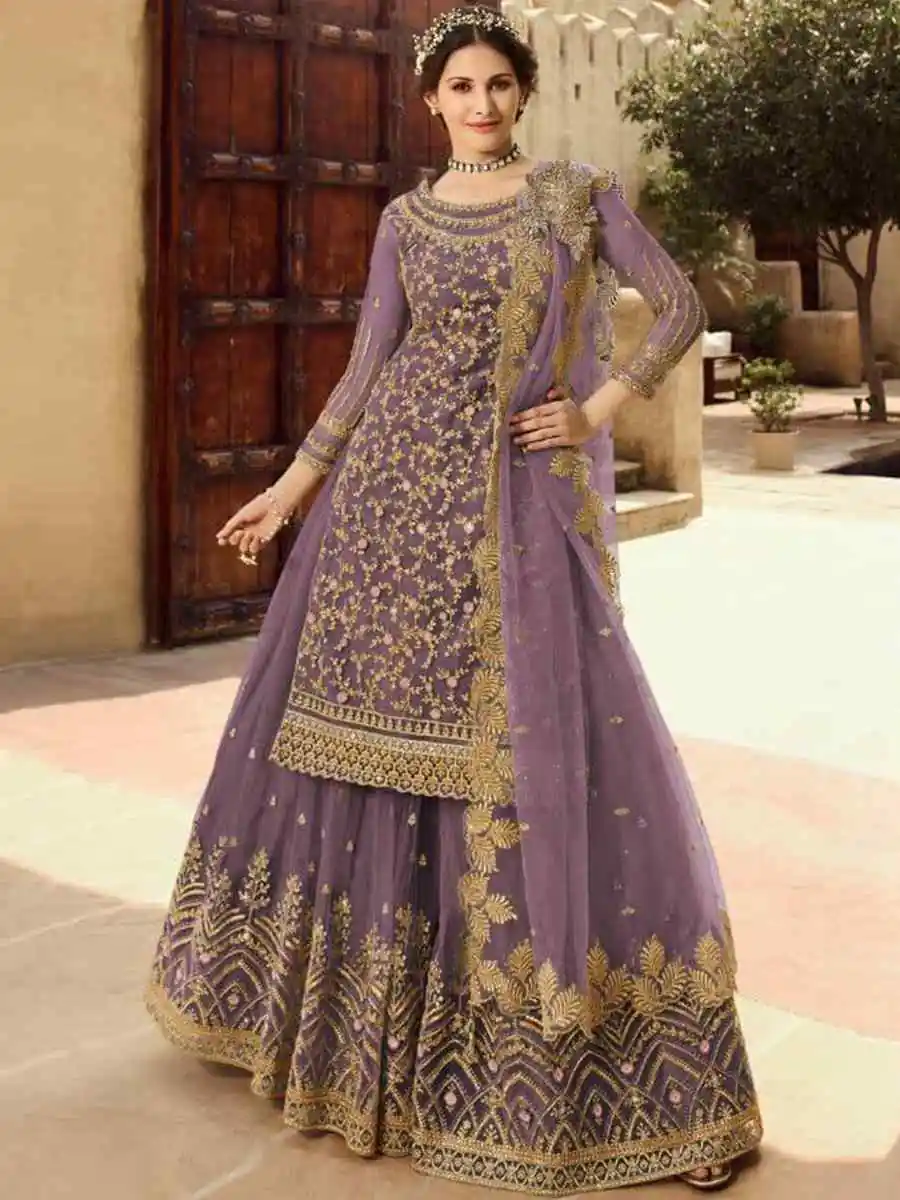 Lavender Soft Net With Embroidery Work Salwar Suit | Jump Suits, Salwar suit, Casual Suits, Creative suits, Designer Suits, Palazzo Suits, Party Wear Suits, Patiala Suits, Straight Suits