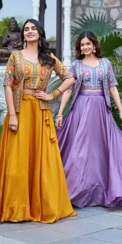 Lavender Vichitra Embroidery Thread Work Lehenga Choli | Lehenga, Bollywood Lehenga, Creative Lehenga, Designer Lehenga, Embroidered Lehenga, Party Wear Lehenga