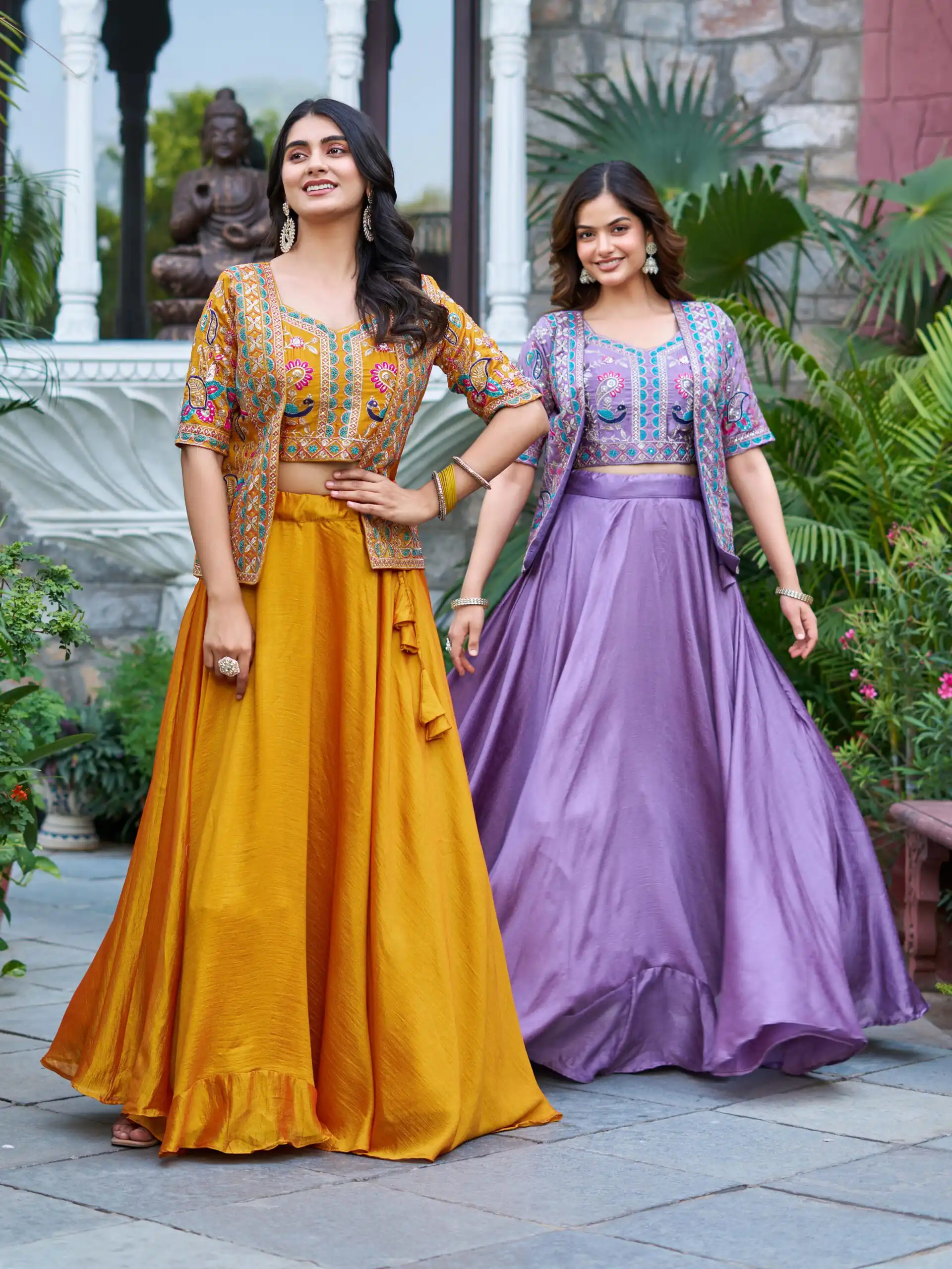 Lavender Vichitra Embroidery Thread Work Lehenga Choli | Lehenga, Bollywood Lehenga, Creative Lehenga, Designer Lehenga, Embroidered Lehenga, Party Wear Lehenga