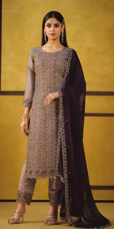 Light Brown Rangoli Coding Sequence Work Salwar Suit | Jump Suits, Salwar suit, Casual Suits, Creative suits, Designer Suits, Palazzo Suits, Party Wear Suits, Patiala Suits, Straight Suits