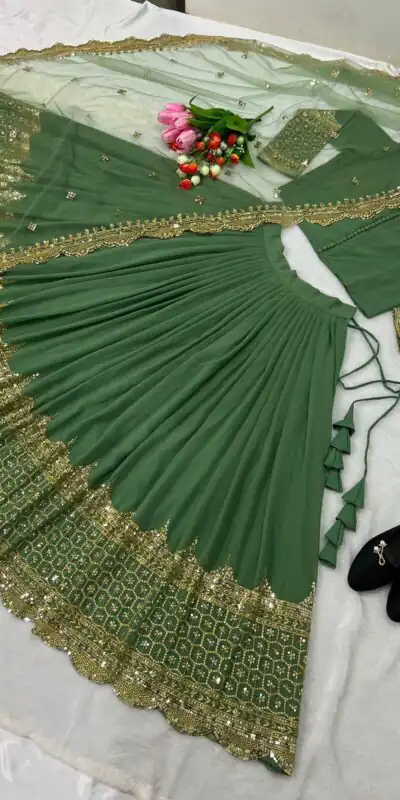 Light Green Georgette Embroidery Lehenga Choli | Lehenga, Bollywood Lehenga, Creative Lehenga, Designer Lehenga, Embroidered Lehenga, Party Wear Lehenga