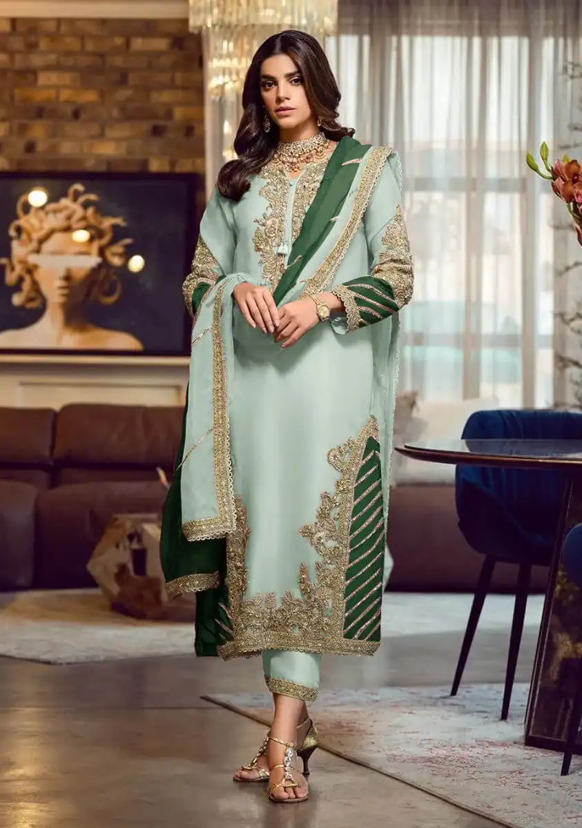 Light Green Georgette Embroidery Sequence Salwar Suit | Salwar suit, Casual Suits, Creative suits, Designer Suits, Palazzo Suits, Party Wear Suits, Patiala Suits, Straight Suits