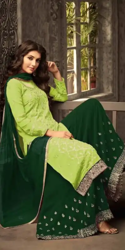 Light Green Georgette With Embroidery Work With Stone Salwar Suit | Jump Suits, Salwar suit, Casual Suits, Creative suits, Designer Suits, Palazzo Suits, Party Wear Suits, Patiala Suits, Straight Suits
