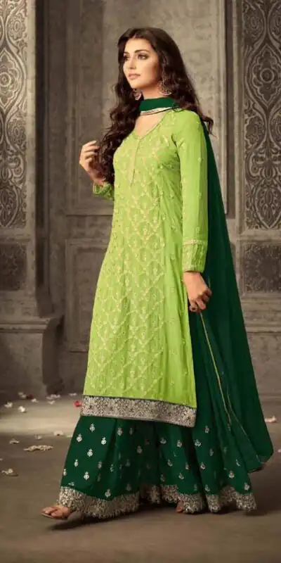 Light Green Georgette With Embroidery Work With Stone Salwar Suit | Jump Suits, Salwar suit, Casual Suits, Creative suits, Designer Suits, Palazzo Suits, Party Wear Suits, Patiala Suits, Straight Suits