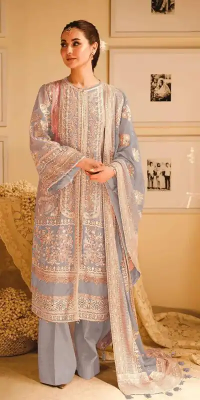 Light Grey Georgette With Embroidery Sequence With Moti Salwar Suit | Jump Suits, Salwar suit, Casual Suits, Creative suits, Designer Suits, Palazzo Suits, Party Wear Suits, Patiala Suits, Straight Suits