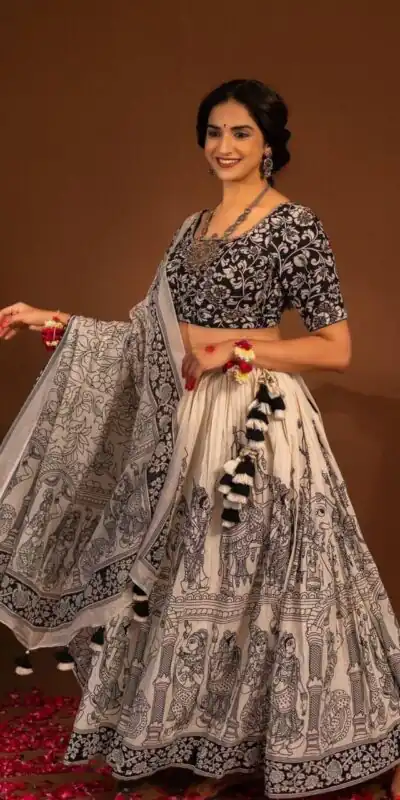 Light Peach Cotton Kalamkari Print Lehenga Choli | Lehenga, Bollywood Lehenga, Creative Lehenga, Designer Lehenga, Embroidered Lehenga, Party Wear Lehenga