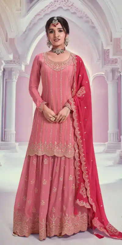 Light Pink Chinon Multi Coding Work Salwar Suit | Jump Suits, Salwar suit, Casual Suits, Creative suits, Designer Suits, Palazzo Suits, Party Wear Suits, Patiala Suits, Straight Suits