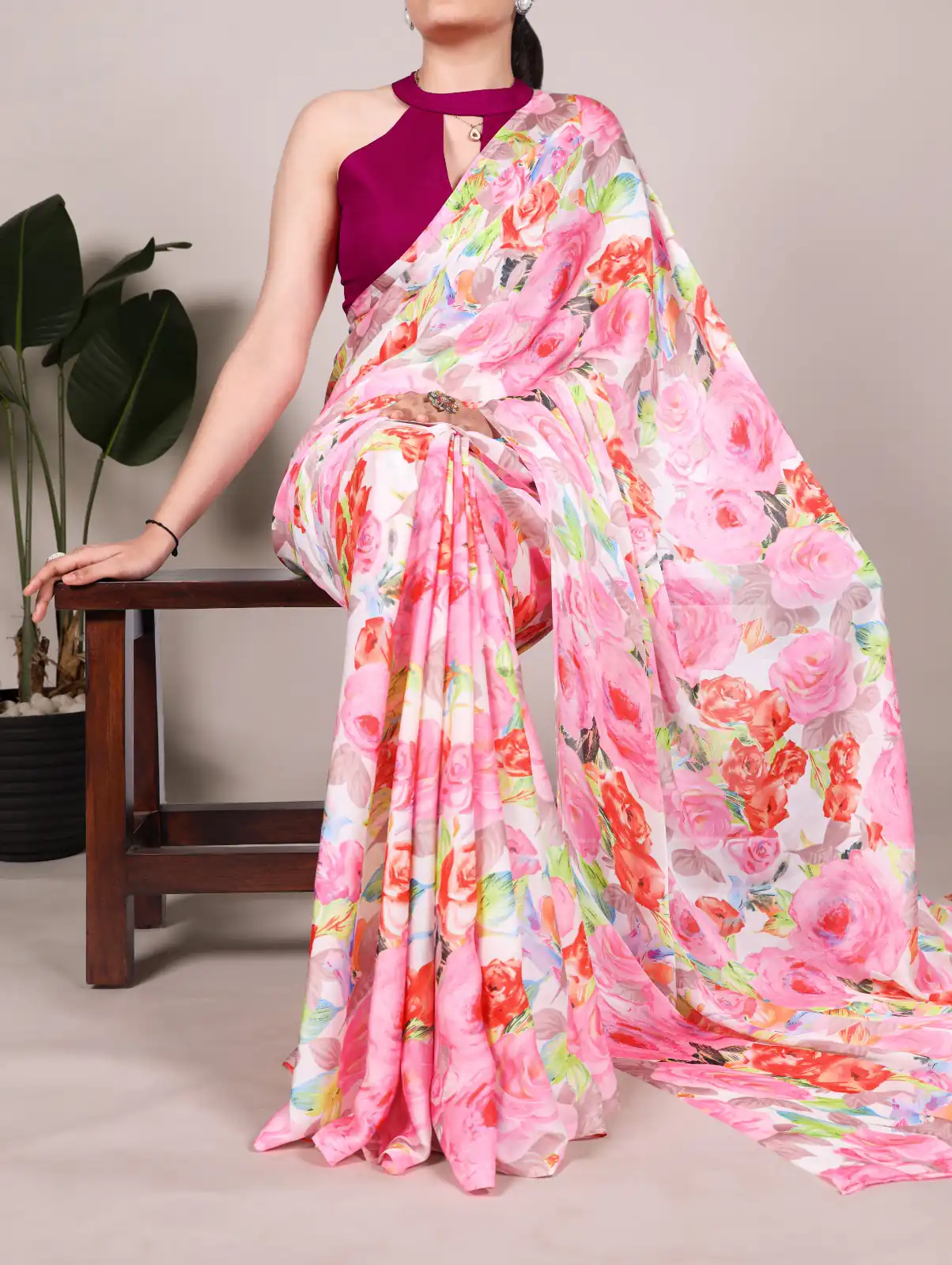 Light Pink Dull Satin Printed Saree | Sarees, Bollywood Sarees, Creative Sarees, Designer Sarees, Embroidered Sarees, Ethnic Saree, Modern Digital sarees, Party Wear Sarees