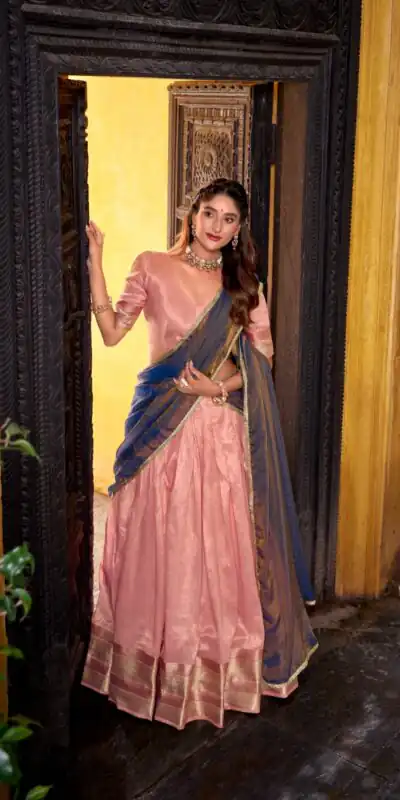 Light Pink Dupion Silk Lace Zari Work Lehenga Choli | Lehenga, Bollywood Lehenga, Creative Lehenga, Designer Lehenga, Embroidered Lehenga, Party Wear Lehenga