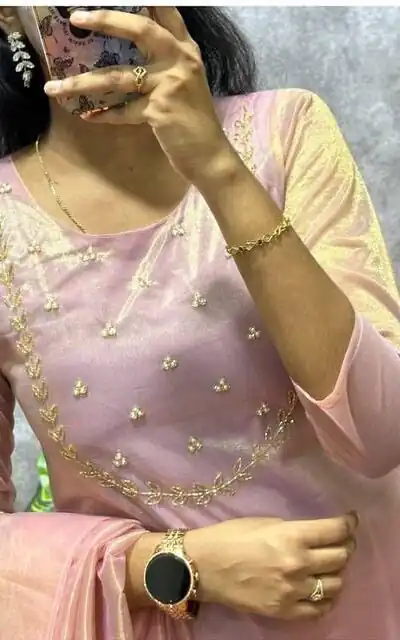 Light Pink Heavy Twill Golden Shining Fabric Kurti | Kurti, Bollywood Kurti, Creative Kurtis, Designer Kurti, Party Wear Kurti, Selfie Kurti