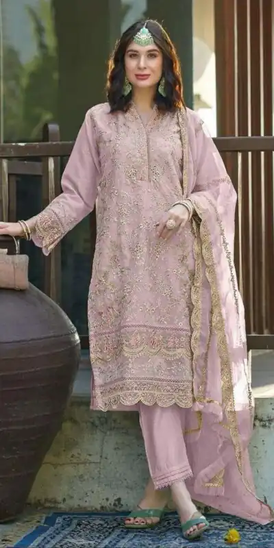 Light Pink Organza With Embroidery Sequence Work Salwar Suit | Jump Suits, Salwar suit, Casual Suits, Creative suits, Designer Suits, Palazzo Suits, Party Wear Suits, Patiala Suits, Straight Suits